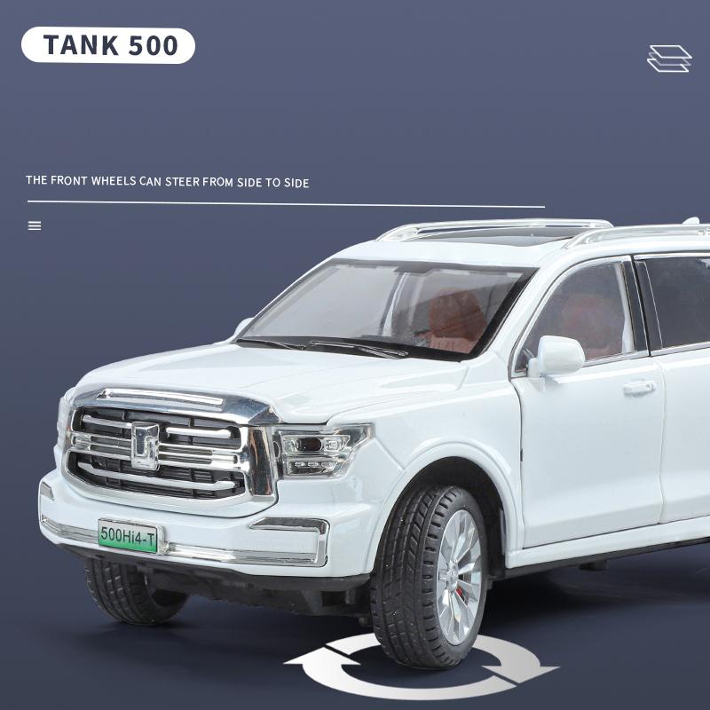 1:24 TANK 500 Hi4-T New Energy Vehicles Alloy Diecast SUV Model Sound And Light Toy Desktop Decoration Ornament Gift For Boy Toy
