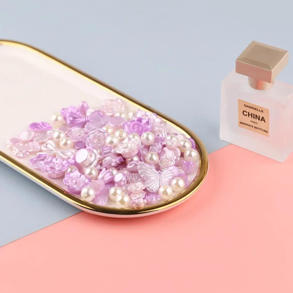 50g Baroque Beautiful Color Bow Butterfly Flower Pearl Material Pack Girl DIY Handmade Cream Gel Phone Case Hairpin Decoration