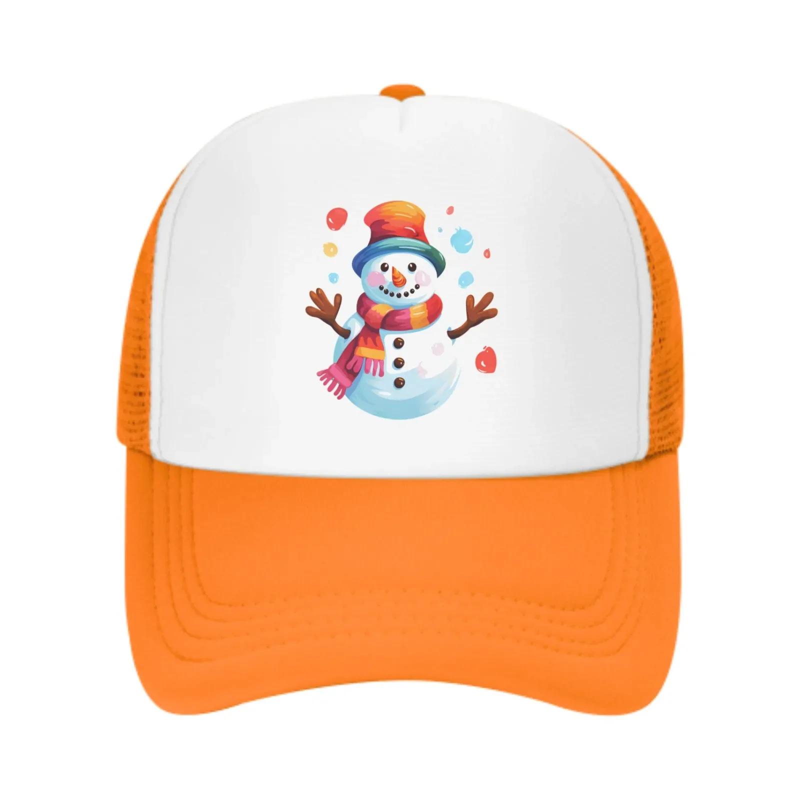 

Winter Colored Snowman Summer Leisure Sports Daily Sun Hat Fishing Outdoor Mens and Womens Truck Caps Fashion One Size