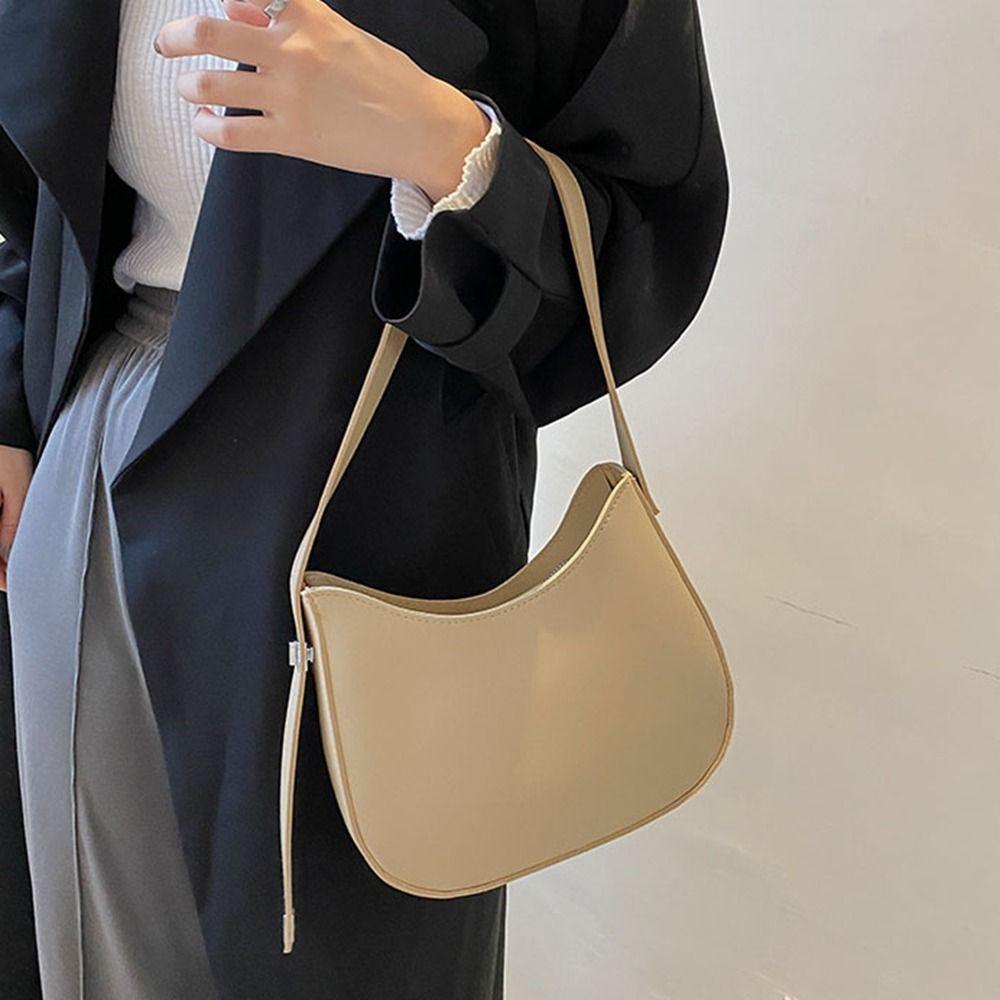 Large Capacity Shoulder Underarm Bag Solid Color Handbags Fashion Shoulder Bag  Shopping