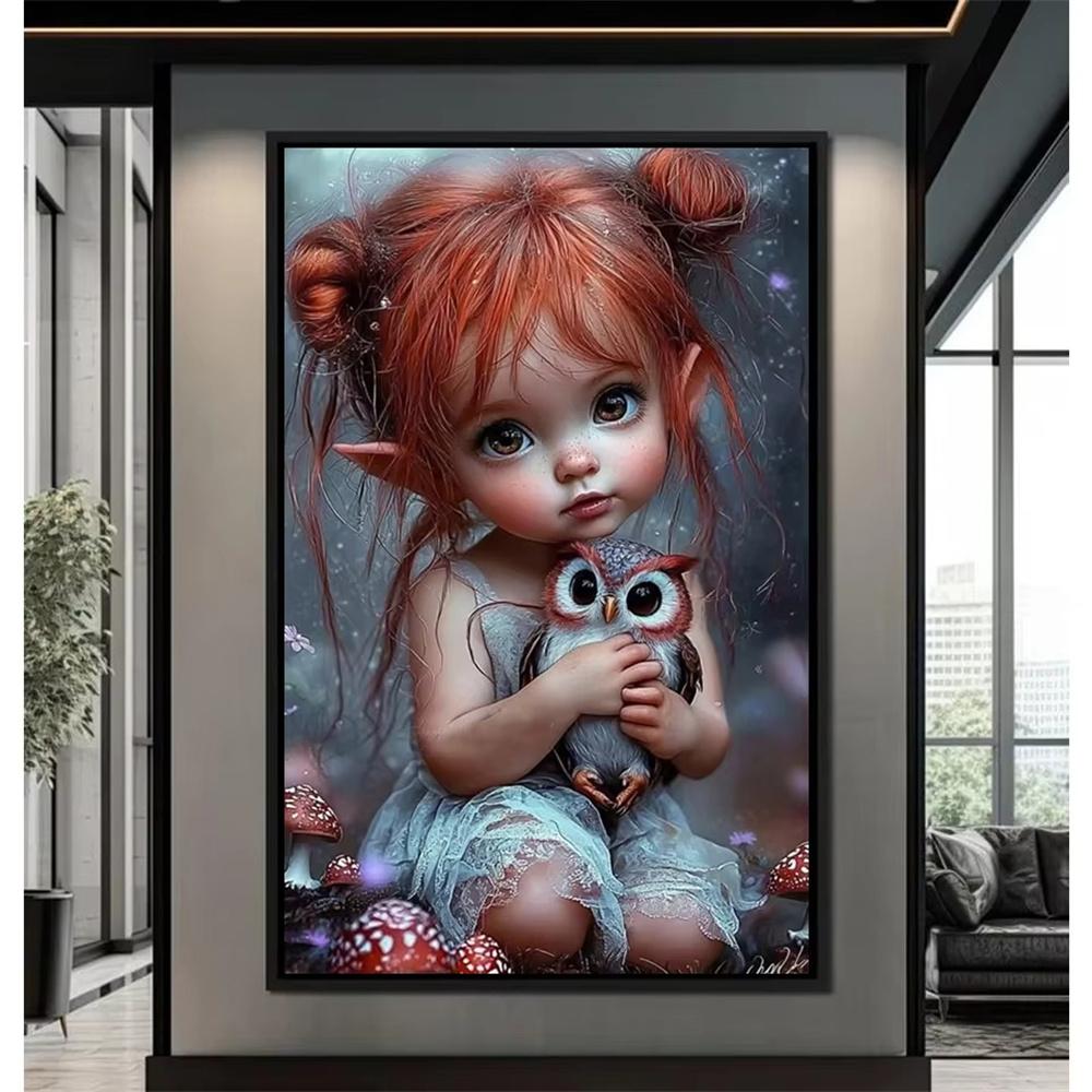 5D Diamond Painting Girl Owl Frog Cat Butterfly Picture Full Diamond Mosaic Elf Embroidery Cross Stitch Kits Art Home Decoration