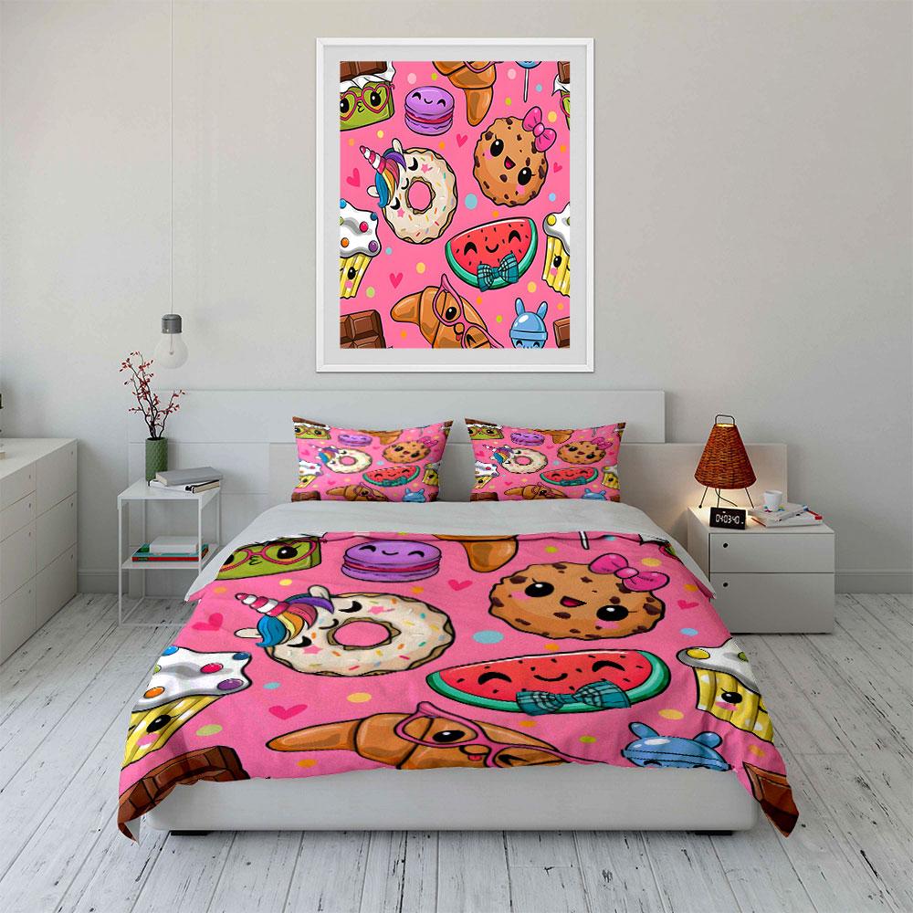 Cute Dessert Trio For Celebrations  Kid'S And Adults' Bedroom Decor, Exquisite Three-Piece Bedding Set Gift