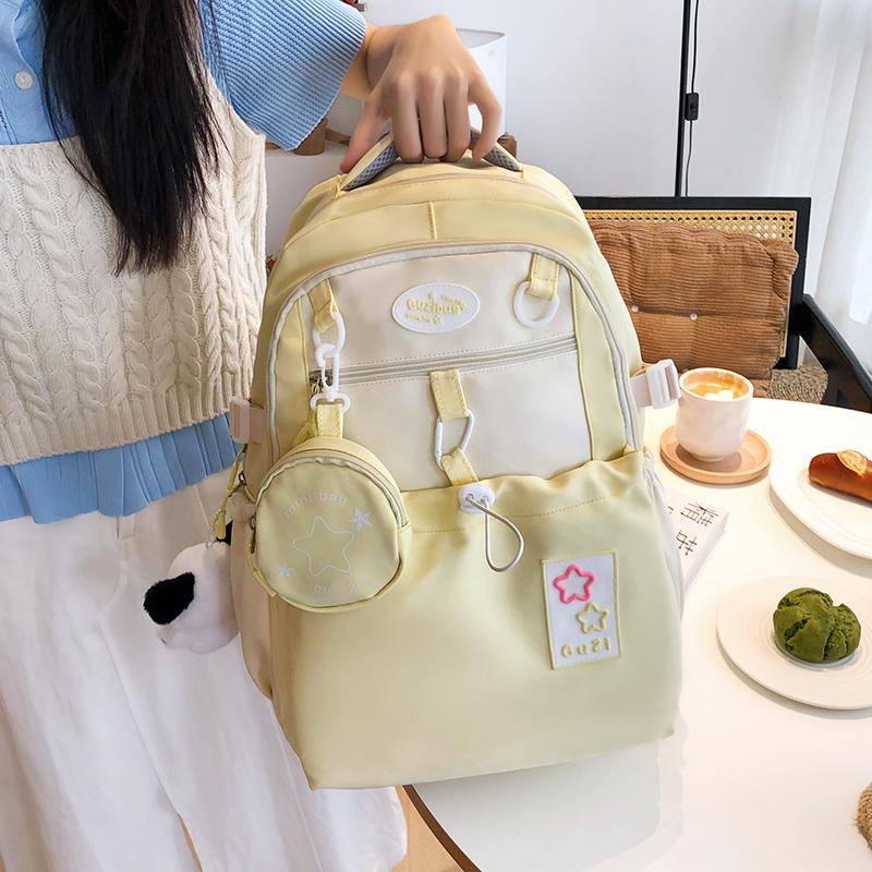 Dámský batoh Color Block pro studenty střední školy Schoolbag Star Velkokapacitní batoh