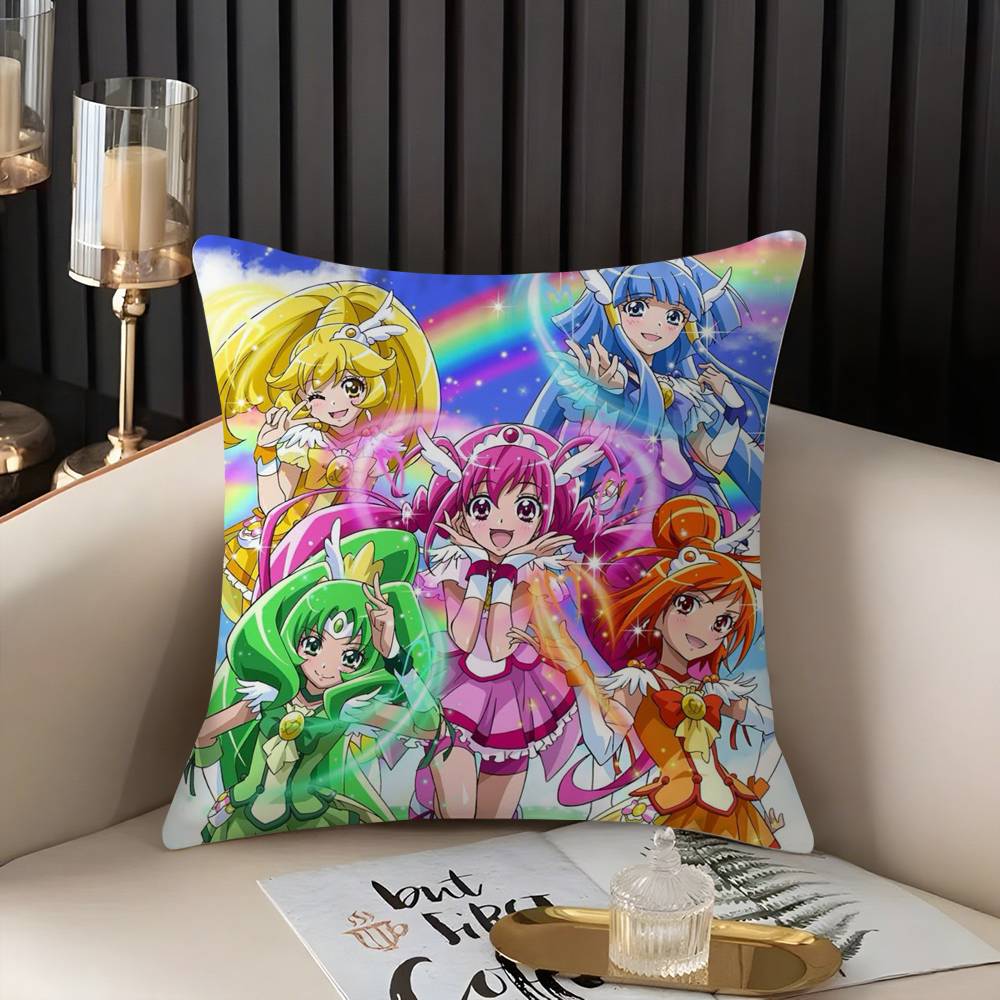 Pillow Case Cartoon S-Smile P-Precures Home Dorm Chair Back Short Plush Double-Sided Printing Office Nap Time Cushion Cover