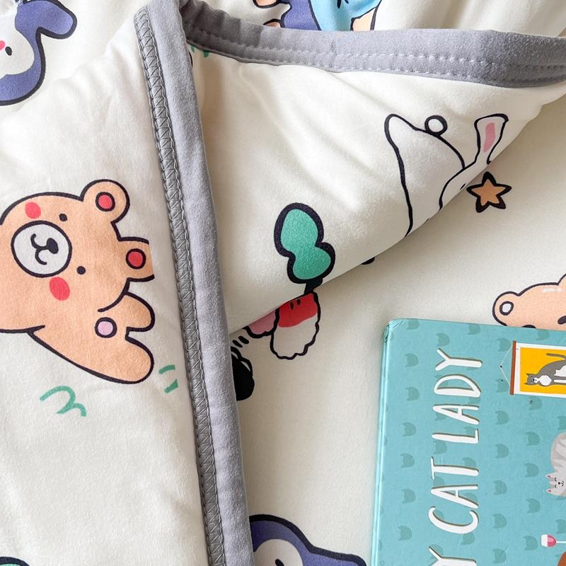 Cartoon Dinosaurs Penguins Summer Quilt Funny Animals Pattern Air-conditioning Cool Comforter Breathable Soft Thin Blanket