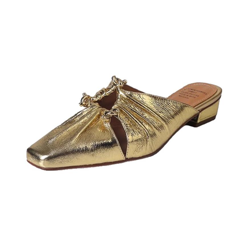 Mode Damen Square Toe Chunky Slipper Mode Pantoletten Schuhe 2025 Sommer Niedrige Absätze Sandalen Elegant Flip Flops Party Sandalias De Mujer