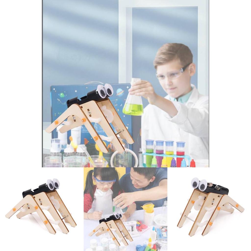 Wooden Diy Spider Bionic Robot Science Experiment Stem Educational Toy For Kids