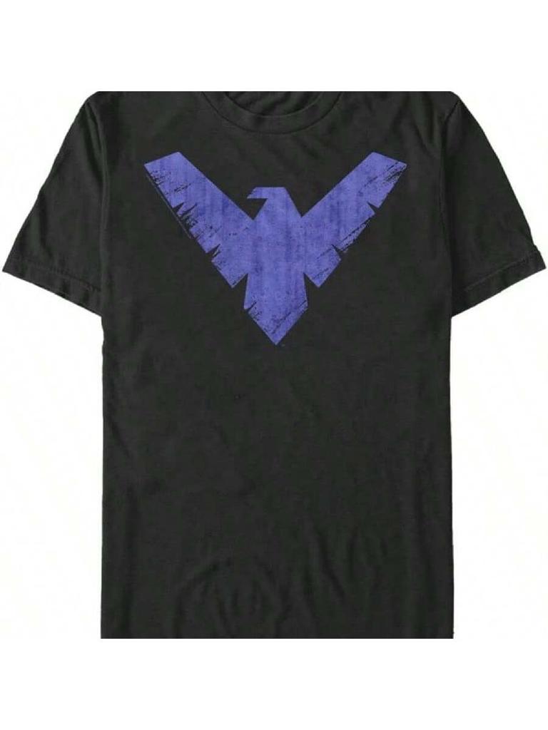 DC Comicss Men's Relaxed Fit Short-Sleeve Batmans Knight Wing Print Cotton-Polyester Tee
