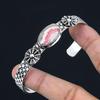 Sterling Silver Oval Natural Rhodochrosite Unique Art Deco Sister Bangle Jewelry