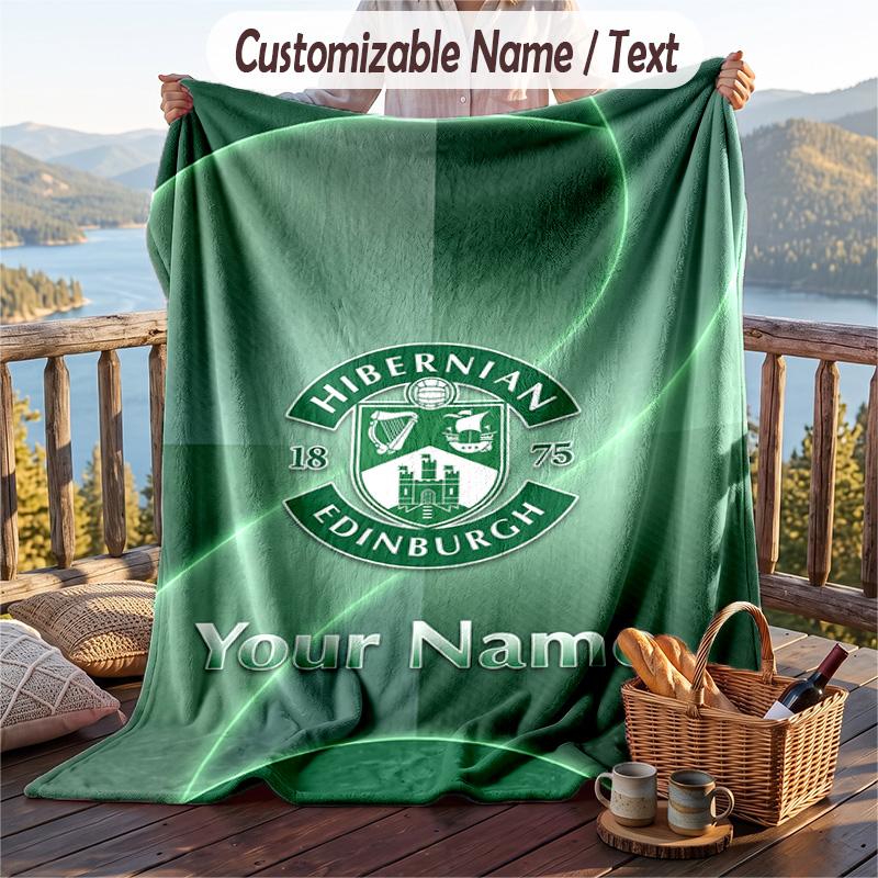 Flannel Blanket Hibernian FC Print Custom Name Text Soft Throw for Sofa Bed
