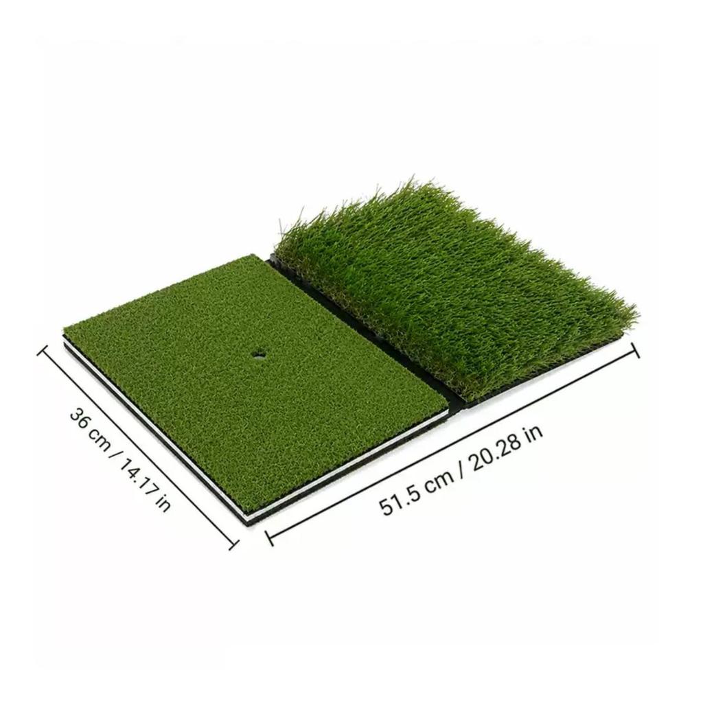 Foldable Golf Hitting Mat Tee Hole Dual Turf Layered Base Practice Tool