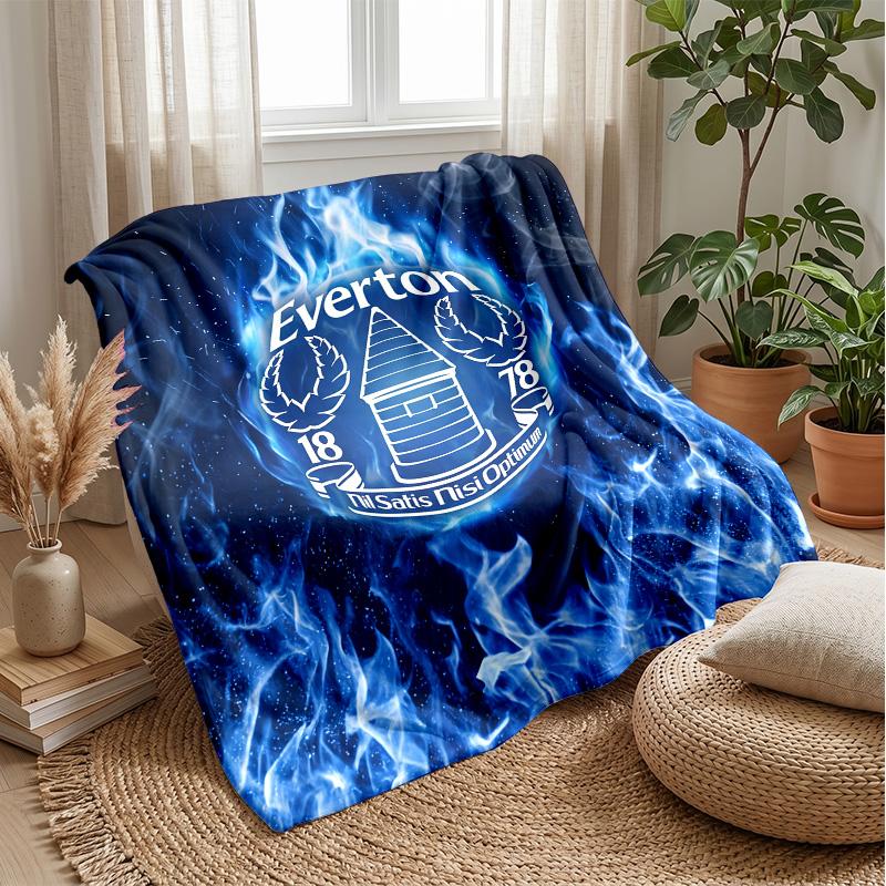 Everton Fußball Druck Flanell Decke, Weiche Warme Leichte Überwurfdecke für Sofa Bett Camping