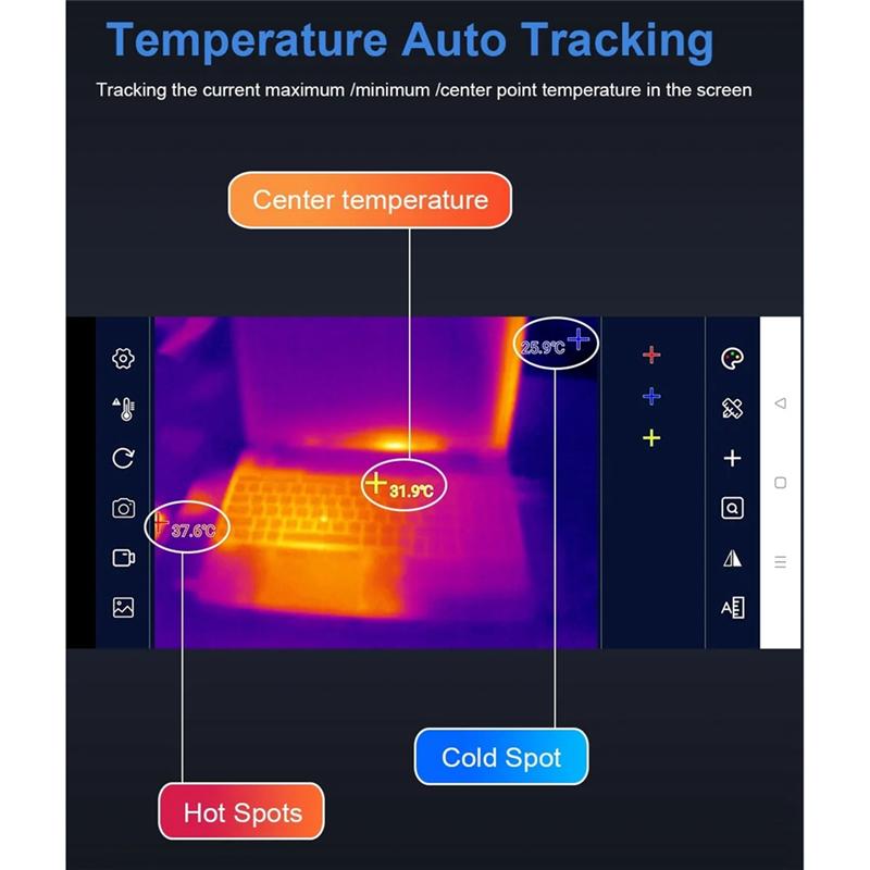 

A55F-TOOLTOP T7 256X192 Android Type-C Thermal Imager 25Hz Mobile Thermal Imaging Camera For Solar Panel Power Device Fault Dete синій