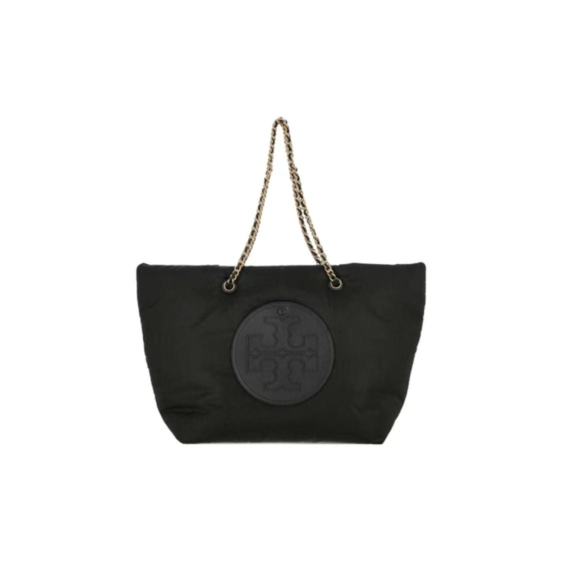 

Tory Burch Logo Chain Open Closure Polyester Tote Shoulder Bag Women Bags Black 152450-001 Basic Set (Bag+Dust Bag)