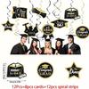 12 buc Aur, Negru Anul Absolvirii 2025 Ornamente Spirale pentru Petrecerea de Absolvire Decor Plafon Negru Auriu Accesorii Cabina Foto Petrecere de Absolvire Petrecere