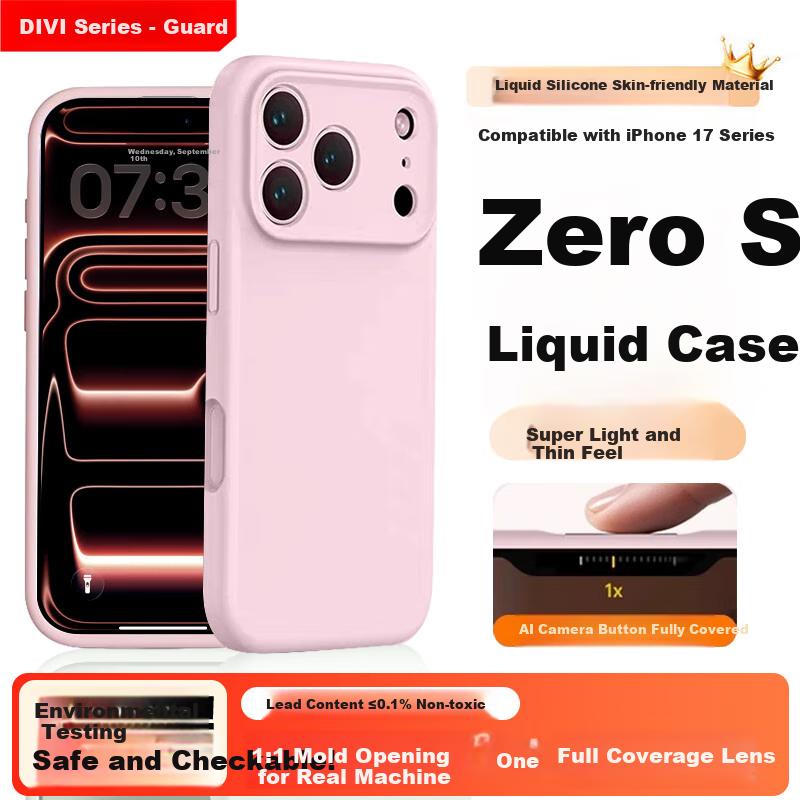 DIVI Zero-Feel LiquidIPhone 17 Pro Max Case, Full Protection Shockproof Anti-Scratch Skin-Friendly Liquid Silicone Slim Cover, Pink