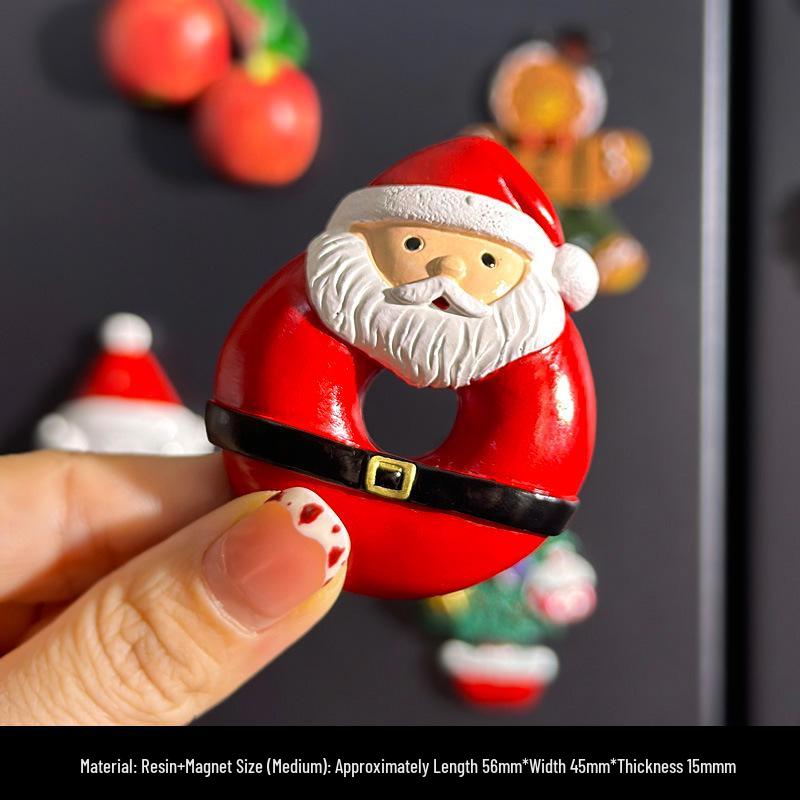 Magneti per Frigorifero di Natale Carini in Resina 3D: Pupazzo di Neve, Albero, Omino di Pan di Zenzero - Adesivi Magnetici Festivi per Decorazione.