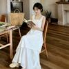 2026 New French First Love White Spaghetti Strap Dress for Women, Summer Niche Design, Elegant and High-End Long Dress
