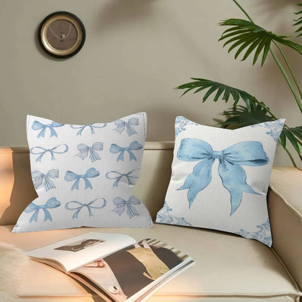 Simple INS Blue Bow Stitch Lucky Dragon Pillow Cover Sofa Cushion Cover Home Room Decoration Children Gift