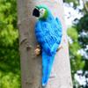 Tree Stump Parrot Ornament, Waterproof Resin Parrot Statue with Realistic Feather Texture, Outdoor Wall Mount Macaw Bird Ornament for Garden Tree