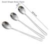 1/6/10Pcs Stainless Steel Long-Handled Ice Teaspoon Coffee Spoon Ice Cream Stirring Spoon Kitchen Household Tableware