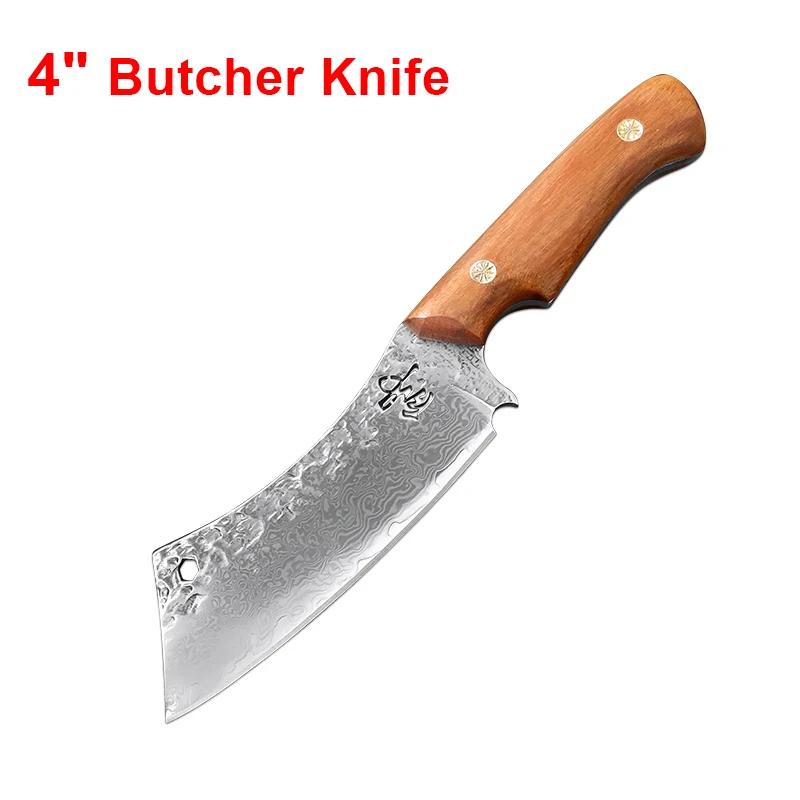 Boning Butcher Knife Fish Fruit Vegetables Kitcher Knives Wood Handle Utility Chef Knife Damascus Cleaver Knife Meat Slicing