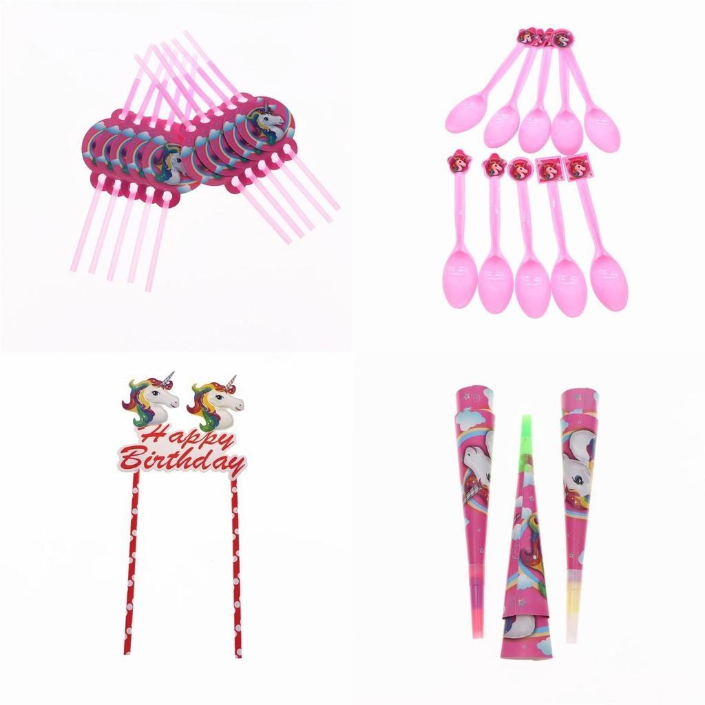 Magical Unicorn Kids Birthday Party Supplies Featuring Colorful Plates Cups And Banners