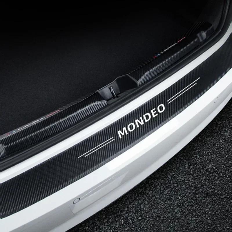 New Carbon Fiber Car Door Sill Sticker Threshold Side Anti Scratch Sticker For Ford MONDEO Logo Waterproof Decal Car Accessories