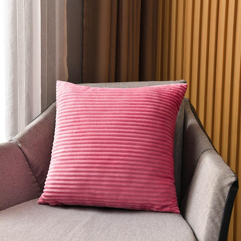 Soft Striped Home Decorative Throw Pillow Covers, Square Corduroy Cream Cushion Cases