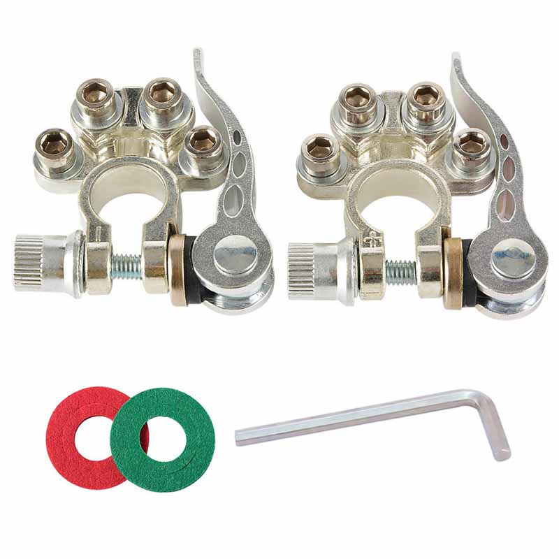 Car Battery Terminal Connectors Kit Quick Disconnect Release Positive Negative Marine Battery Cable Ends Top Post Clamps 12v 24v