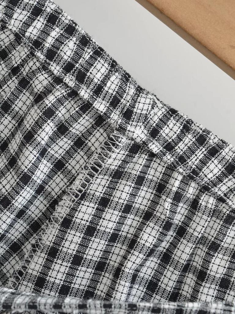 Spring 26 Plaid Lace-Up Shorts: Slim-Fit, College Style, Leg-Lengthening with Drawstring