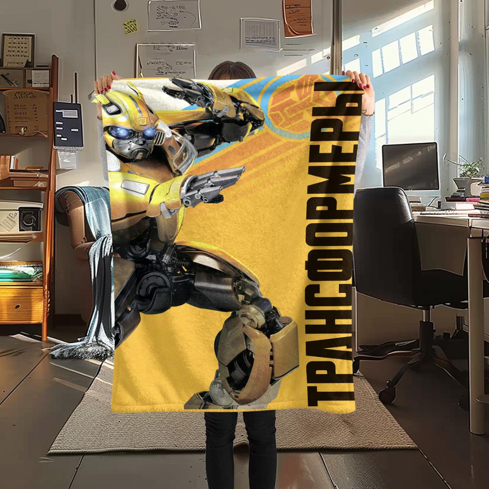 1Pc Bumblebee Print Flannel Blanket, High quality Comfortable for All Seasons, Home Decor, Warmth and Comfort, Perfect for Christmas Gifts