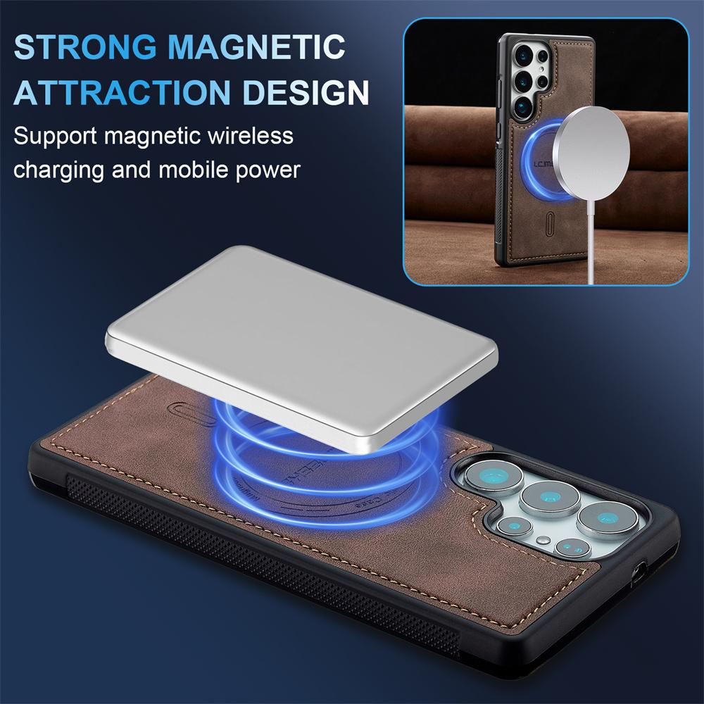 Leather Case For Samsung Galaxy S26 S25 Edge S24 Ultra S23 FE S22 FE A17 A37 A57 A16 A36 A56 Wireless Charging Magnetic Cover