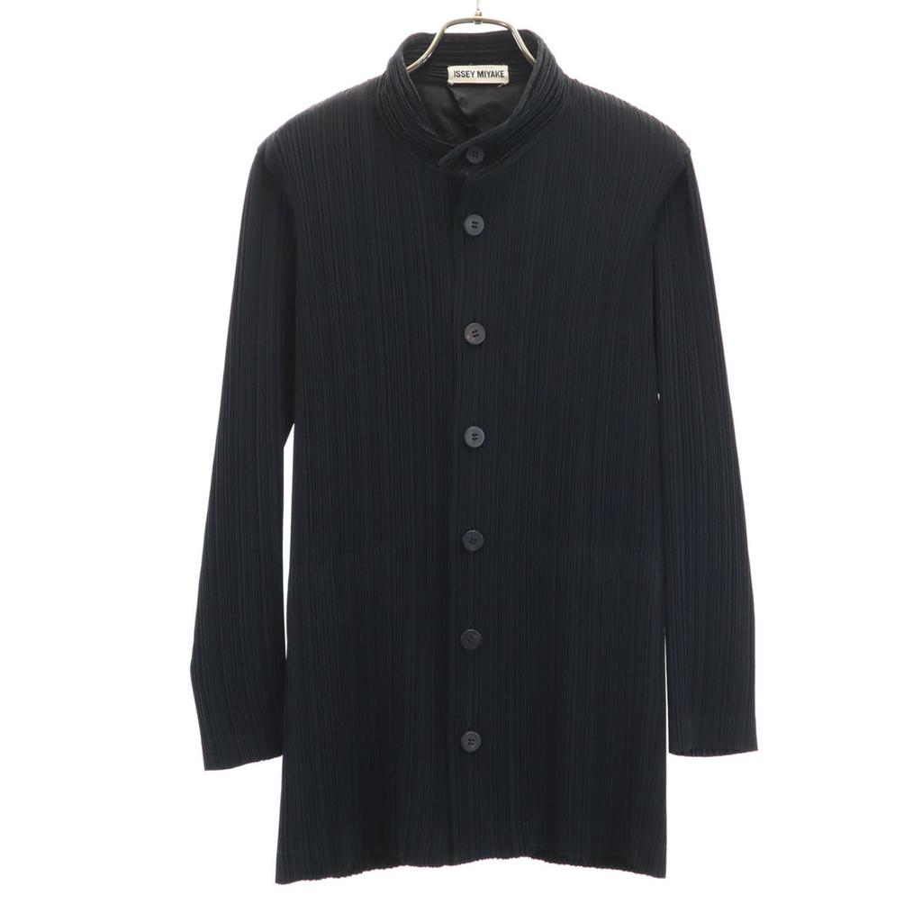 ISSEY MIYAKE 90s Made in Japan Old Stand collar Pleated Jacket M black Women Used