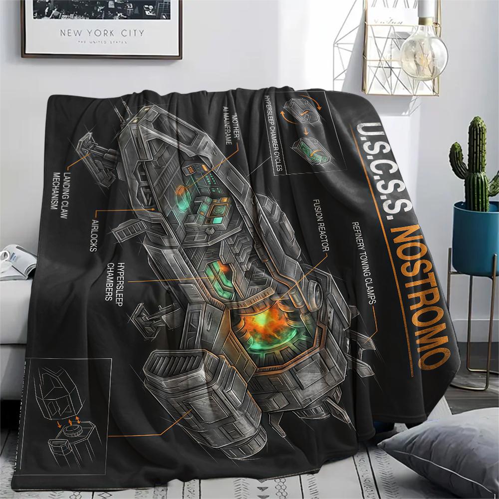 Movie spaceship diagram Print Flannel Blanket,High quality Comfortable for All Seasons,Home Decor,Warmth and Comfort,Perfect for Christmas Gifts