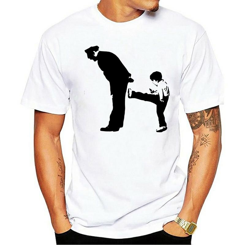 Bansky Kick In The Ass White Short Sleeve Cotton T-shirt Summer Fashion Funny High Quality Printing Tee Shirts S разноцветный