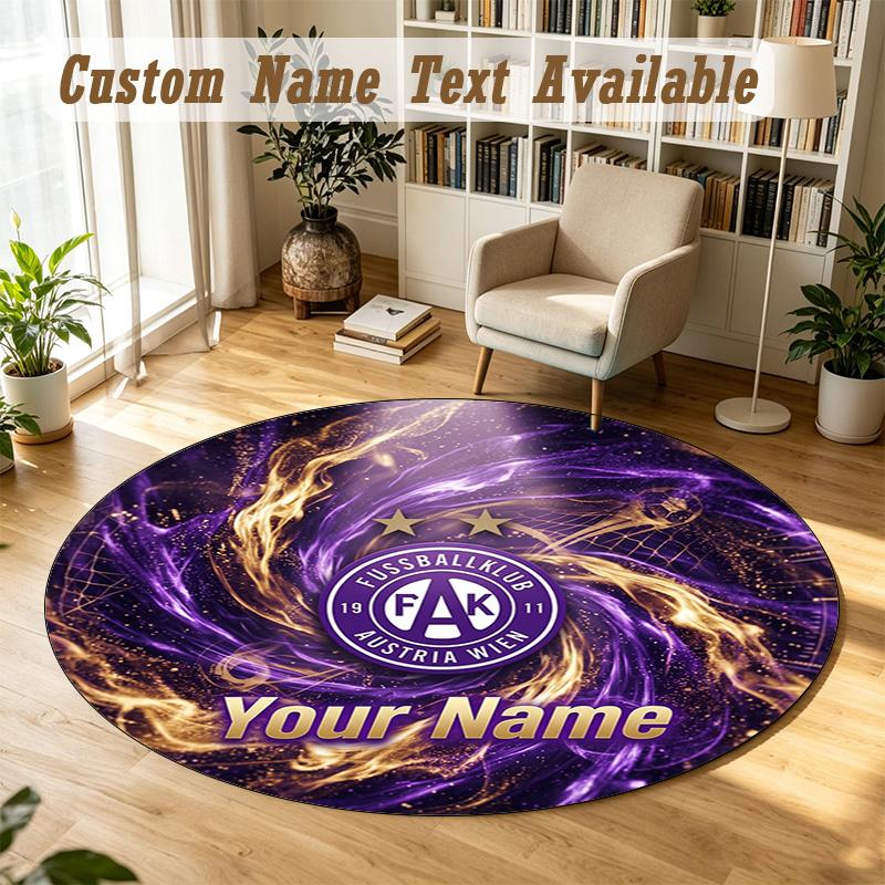 Round Rug Custom NameAustria Wien FC Pattern Non Slip Carpet Home Floor Decor