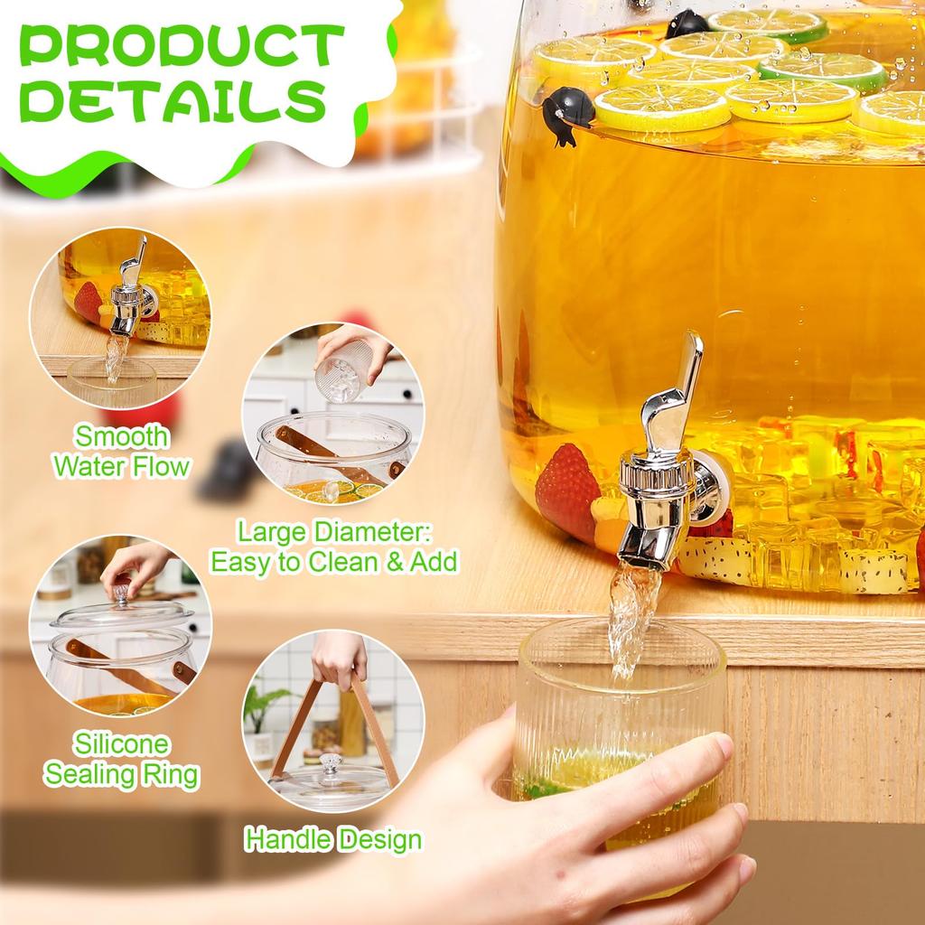 Nádoba dávkovače nápojů s kohoutkem a rukojetí, nepropustná, dávkovače ledové šťávy, limonády a nápojů na večírky