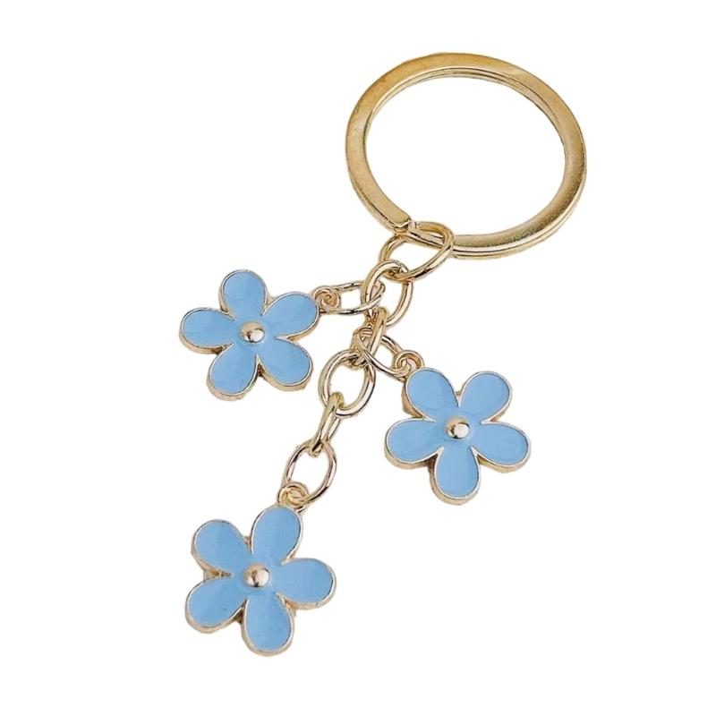 Eelgant Floral Keychain For Women Colorful Flower Keyring Pendant Alloy Key Holder Girls Bag Charm Accessories Gift