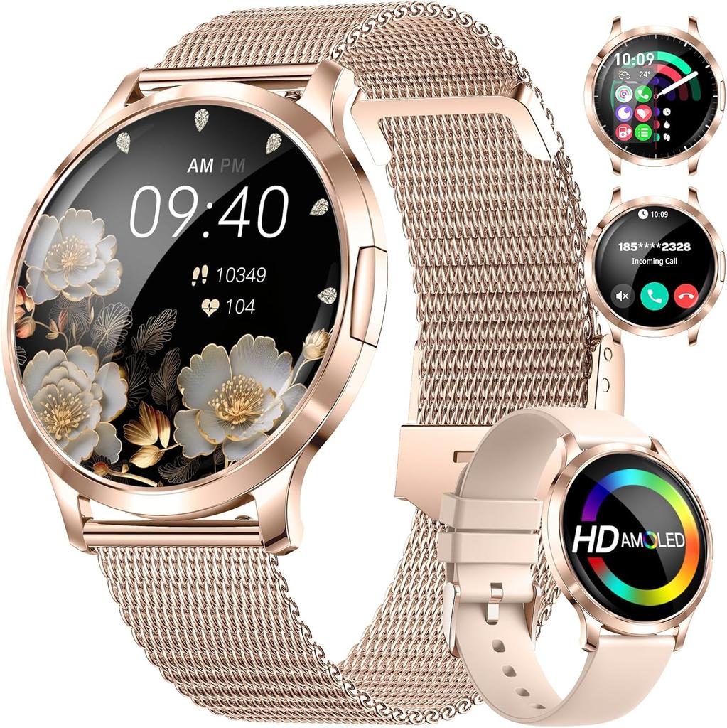 2025 NY 3D Böjd AMOLED HD-skärm Dam Smartklocka Sport Fitness Armband Anpassad Urtavla Bluetooth-samtal Smartklockor Man