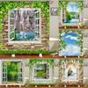 3D Window Opening Scenery Natural Landscape Printed Shower Curtain Washable Bath Curtain Bathroom Decoration with Hook Curtain