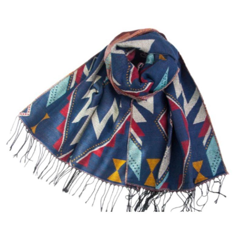 

Women Retro Print Knitted Scarf Headscarf Elegant Lady Casual Tassel Warm Scarve Mujer Foulard Long Wrap Shawl Winter New One Size& 8Y