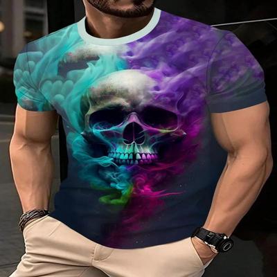 Sommer Locker Kurzarm Herrenmode 3D-bedrucktes T-Shirt Rundhals Mode-Tops