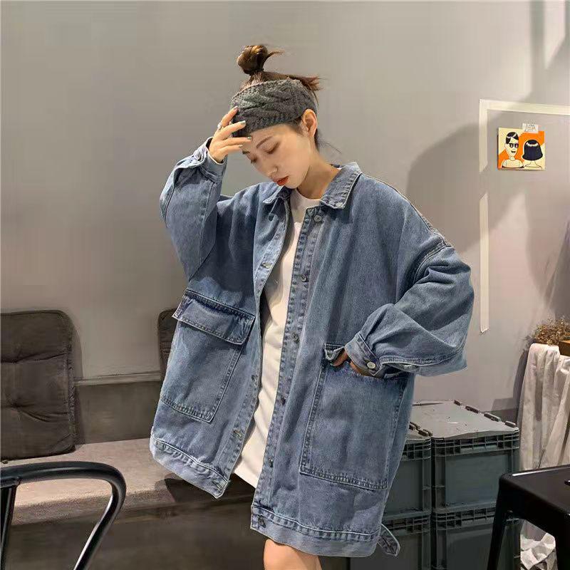 Trendy Women's Oversized Denim Jacket - BF Style, Autumn/Winter 2023 Korean Edition