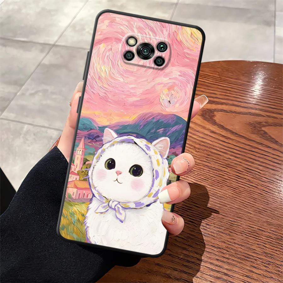

Чехол для телефона Funda для Xiaomi Poco F8 C75 C61 X3 X4 X5 X7 Pro F3 M3 M4 M7 M5 F1 C50 C71 Мультяшный Милый Кот Poco X3