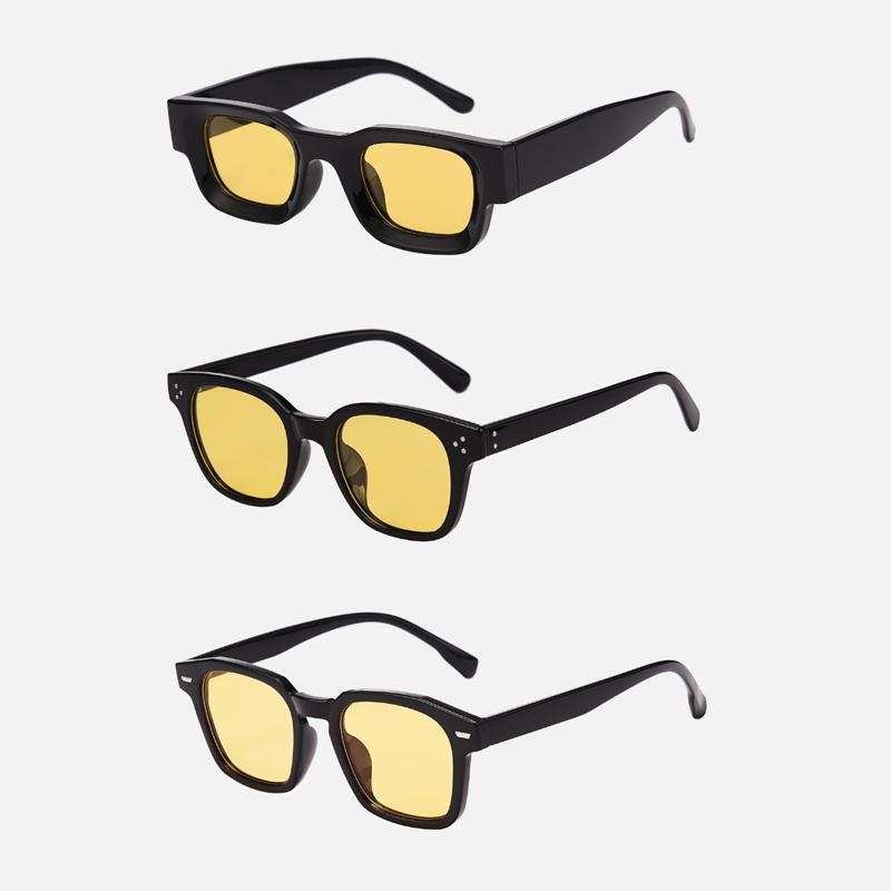 3pcs Brand Rectangle Sunglasses Women Men Shades Retro Square Black Sun Glasses Eyewear Trendy Punk Eyeglasses For Male UV400