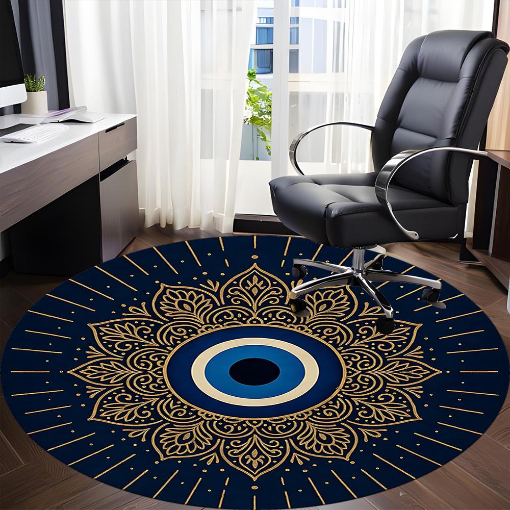 1pc Eagle Eye Mandala Office Round Area Rug, Indoor Mat Suitable For Office, Under Office Chairs Bedroom Living Room Home Decor, Room Deco