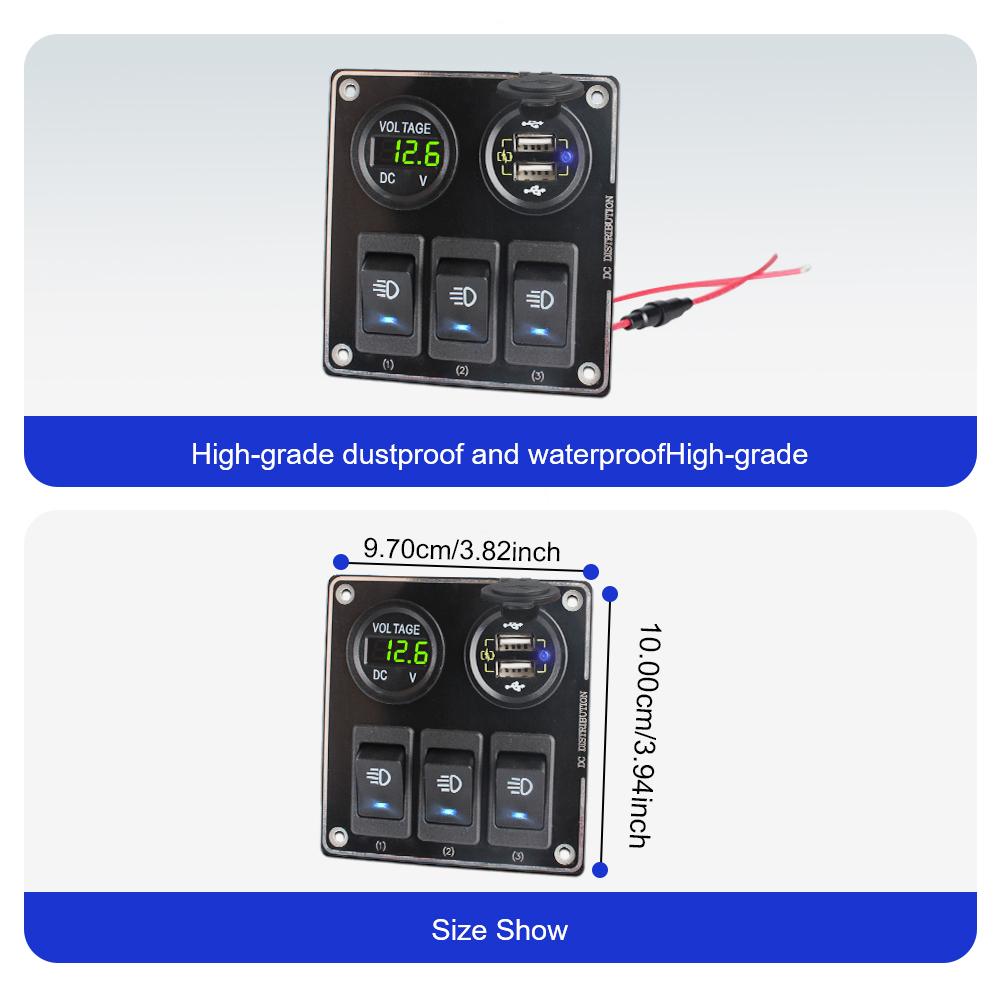 Usb Quick Charger Adapter 3.0 QC Plug For In The Car Socket Converter PC Power Button 12V Type C Car Voltmeter Quick Charger
