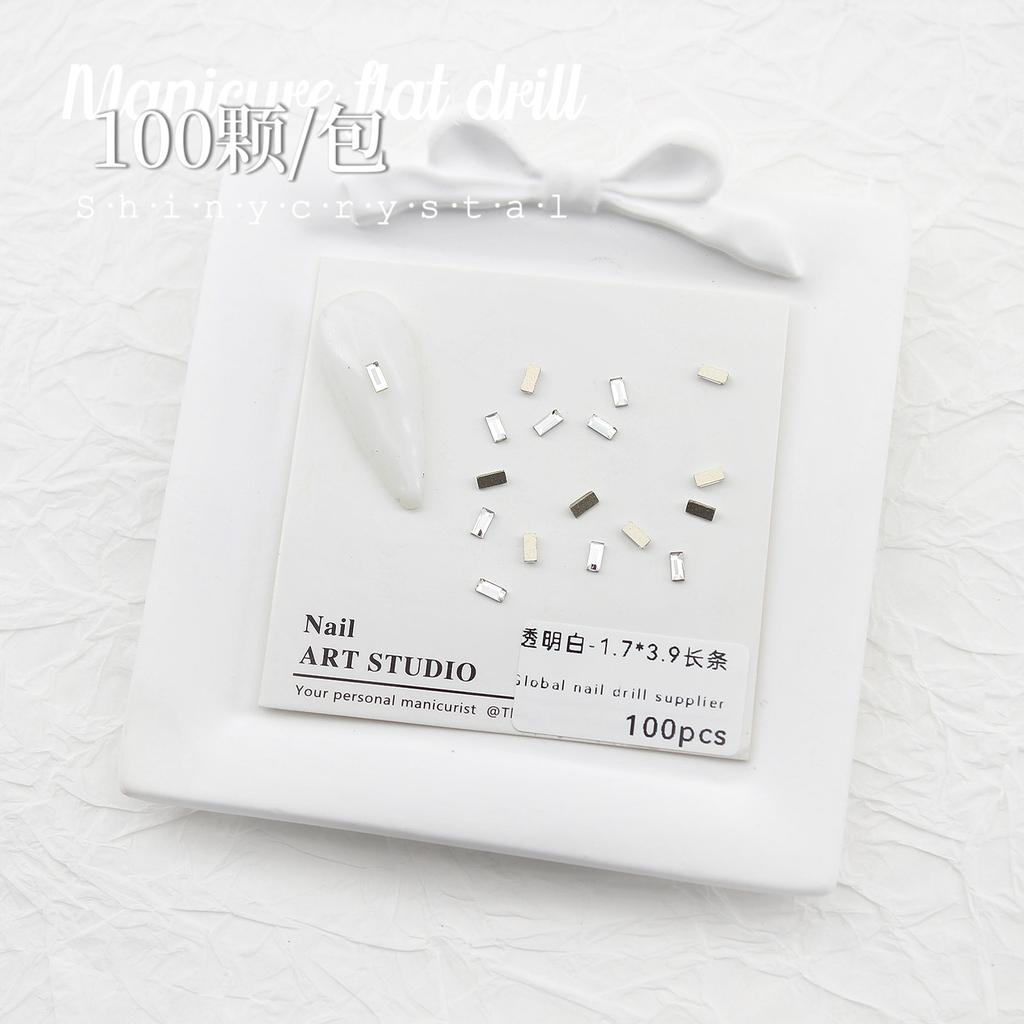 Nail Art White Flat Bottom Special-Shaped Diamond Size Mini Water Drop Love Square Transparent Diamond Jewelry White Rectangular Diamond