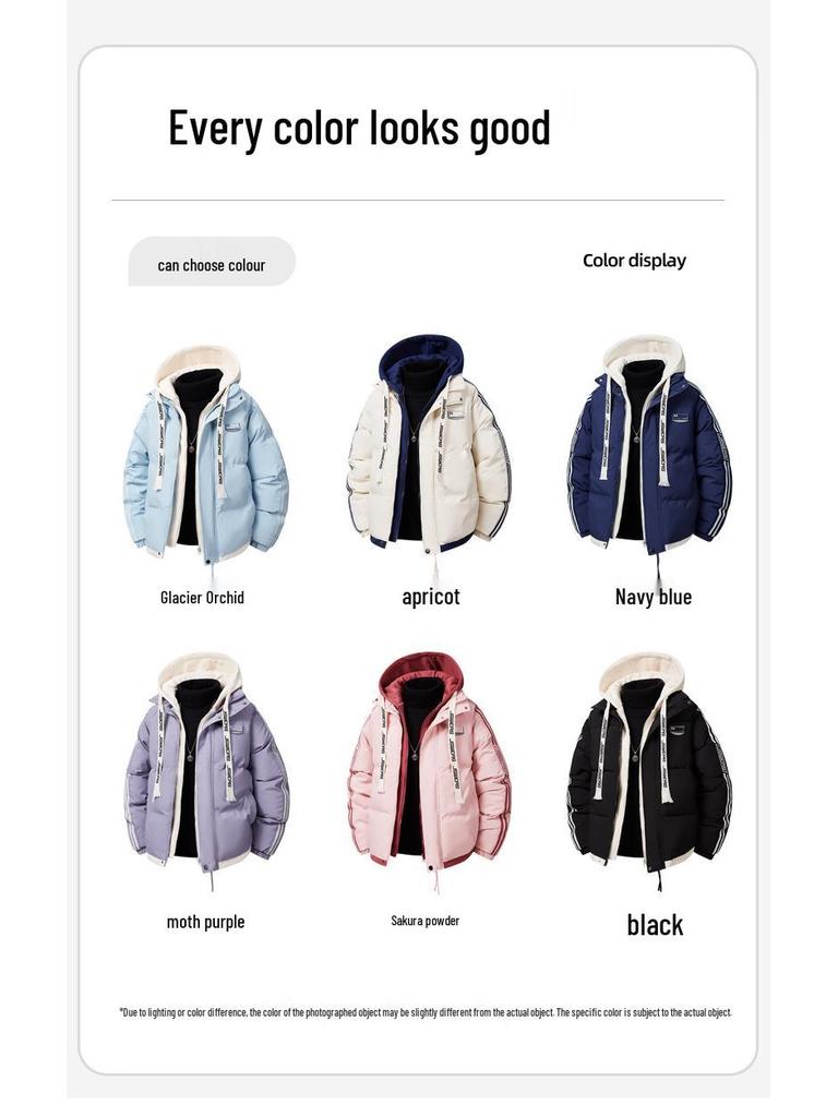 2025 Autumn/Winter Stylish Thick Warm Hooded Cotton Jacket - Wear-Resistant Loose Fit for Couples